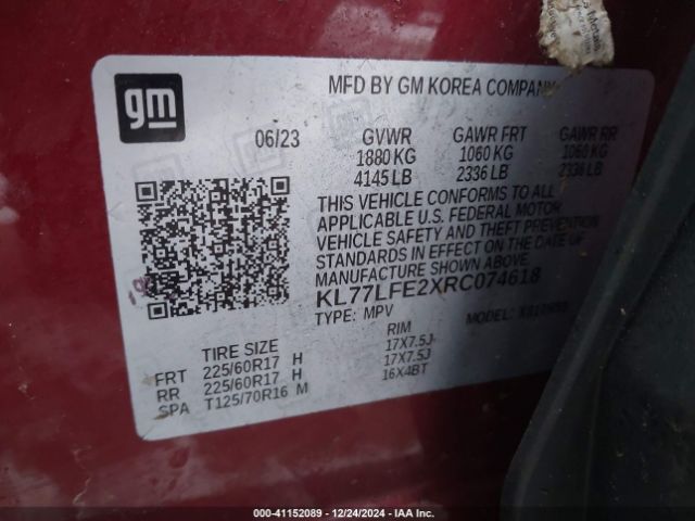 KL77LFE2XRC074618 Chevrolet Trax Fwd Sp