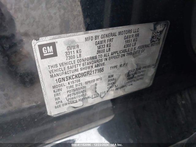 1GNSKCKC9GR217166 Chevrolet Tahoe Ltz