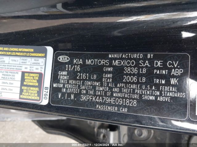 3KPFK4A79HE091828 KIA FORTE LX