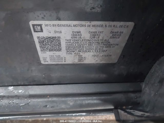 3GNCJKSBXLL112307 Chevrolet Trax Fwd Ls