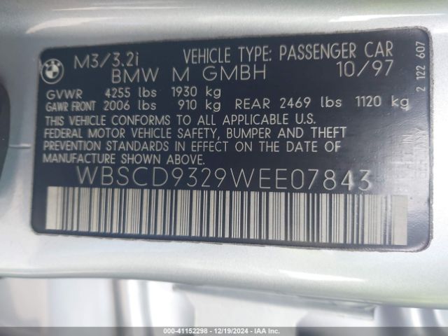 1998 BMW M3 WBSCD9329WEE07843 Photo 8