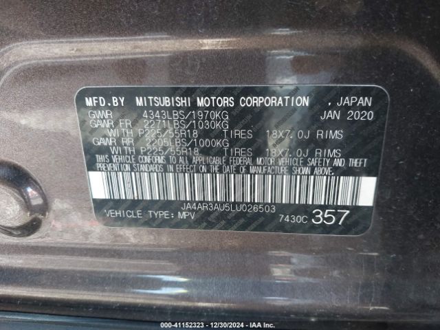 2020 MITSUBISHI OUTLANDER SPORT JA4AR3AU5LU026503 Photo 8