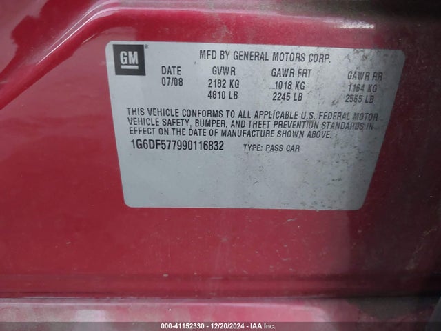 2009 CADILLAC CTS 1G6DF577990116832 Photo 8