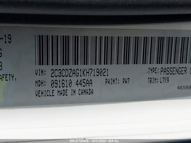 Dodge Challenger Sxt 2019 2C3CDZAG1KH719021 Image 9