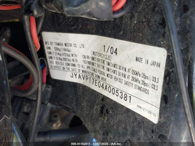 2004 YAMAHA XV1700 JYAVP17E04A005381 Photo 9