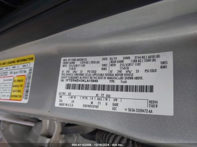 1FTER4EH3KLA15949 Ford Ranger Xlt