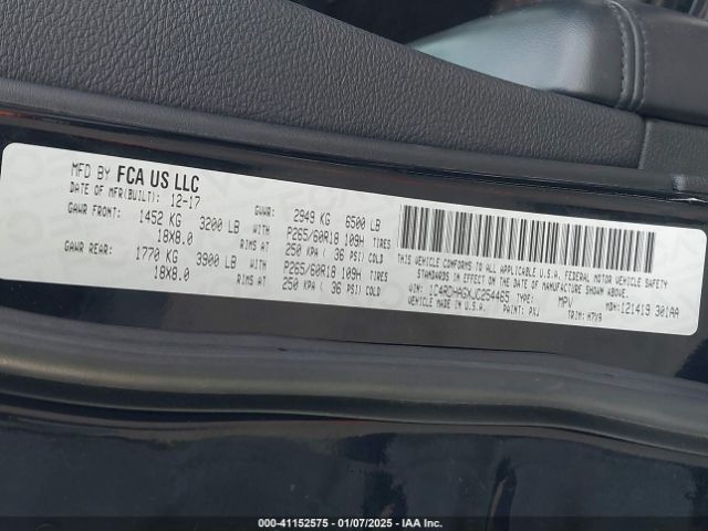 1C4RDHAGXJC254465 Dodge Durango Sxt Rwd