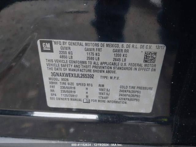 3GNAXWEX0JL265392 Chevrolet Equinox Premier