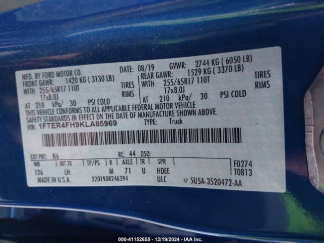 1FTER4FH9KLA85969 Ford Ranger Xlt