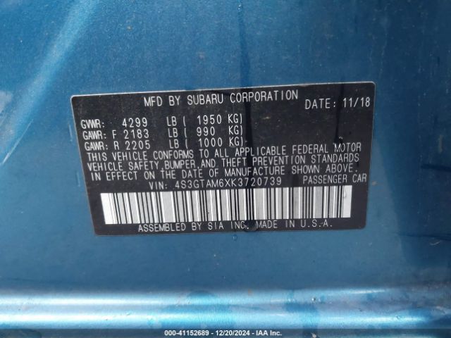 4S3GTAM6XK3720739 Subaru Impreza 2.0i Sport