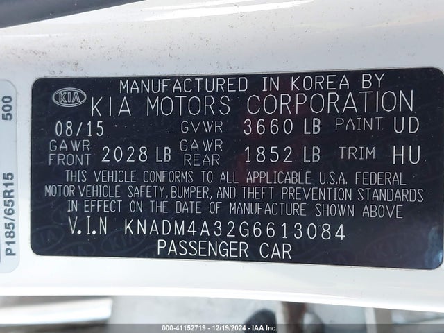 KIA RIO LX 2016 KNADM4A32G6613084 Image 9
