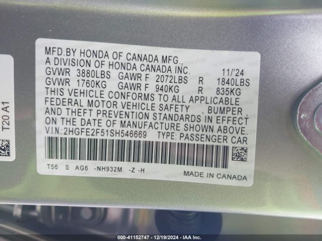 2HGFE2F51SH546669 Honda Civic Sport