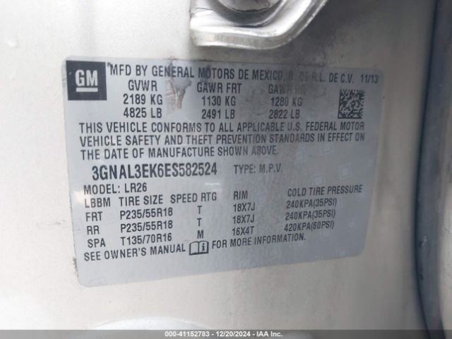 3GNAL3EK6ES582524 Chevrolet Captiva Sport Lt