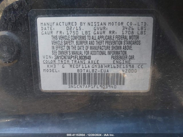 Nissan Versa 1.6 Sv 2015 3N1CN7AP1FL903940 Image 9