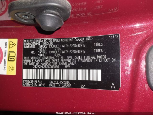 2T2ZZMCA5GC003870 Lexus RX 350
