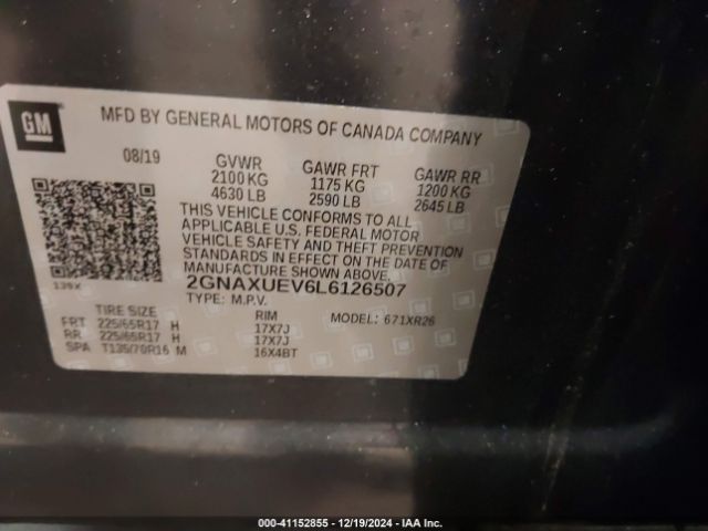 2GNAXUEV6L6126507 Chevrolet Equinox Awd Lt 1.5l Turbo