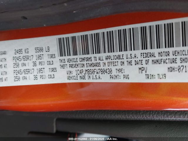 1C4PJMBS0FW780430 Jeep Cherokee Trailhawk