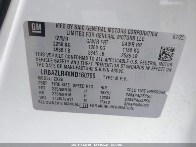 LRBAZLR4XND160760 Buick Envision Fwd Preferred