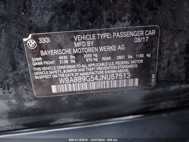 BMW 330I 2018 WBA8B9G54JNU57513 Image 9