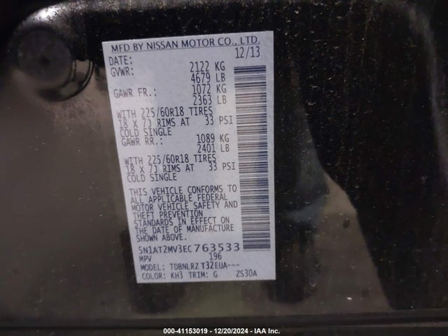 Nissan Rogue Sl 2014 5N1AT2MV3EC763533 Image 9