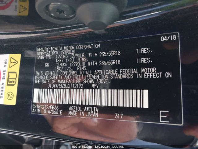JTJYARBZ8J2112192 Lexus Nx 300 F Sport