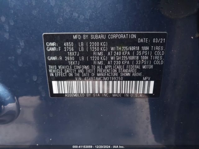 4S4BTAMC3M3199250 Subaru Outback Limited