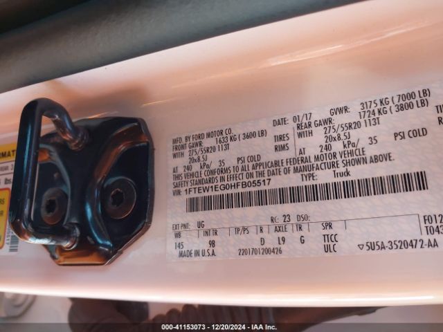 1FTEW1EG0HFB05517 Ford F-150 Platinum