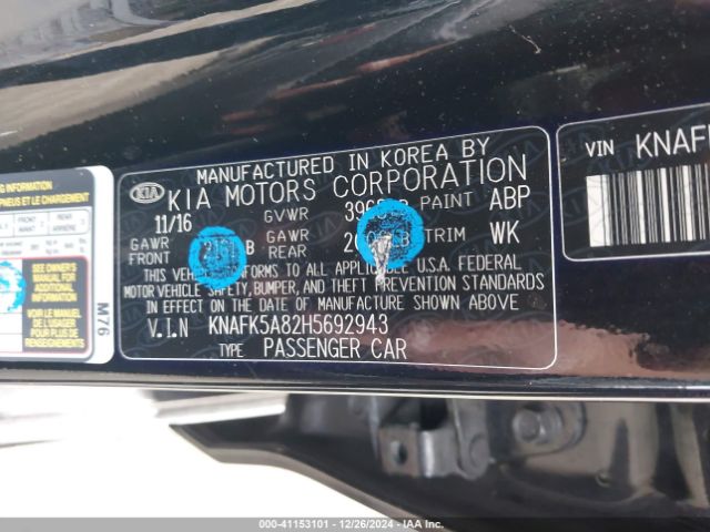 KNAFK5A82H5692943 KIA FORTE LX
