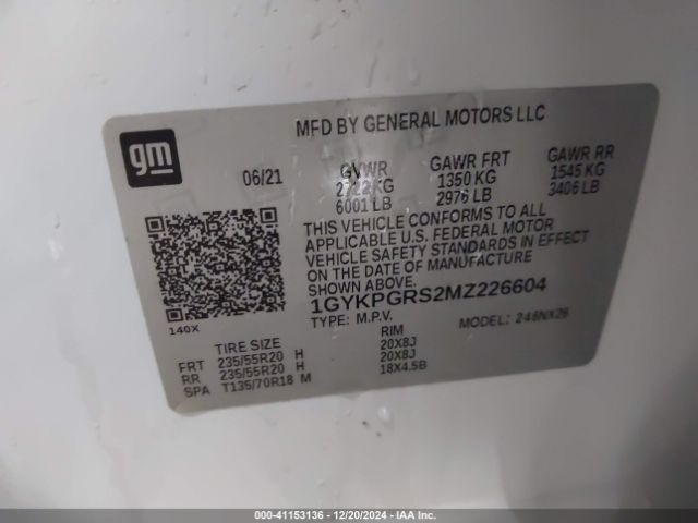 1GYKPGRS2MZ226604 Cadillac Xt6 Awd Sport