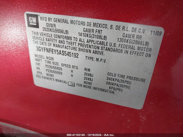 2010 CADILLAC SRX 3GYFNFEY5AS545192 Photo 8