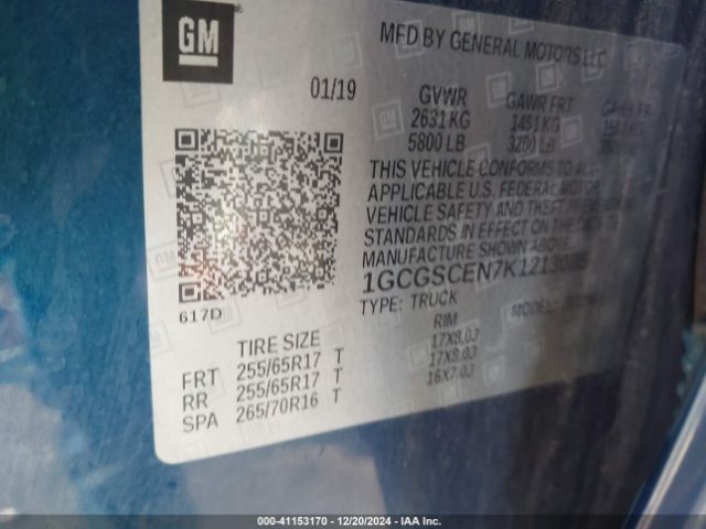 1GCGSCEN7K1213085 Chevrolet Colorado Lt