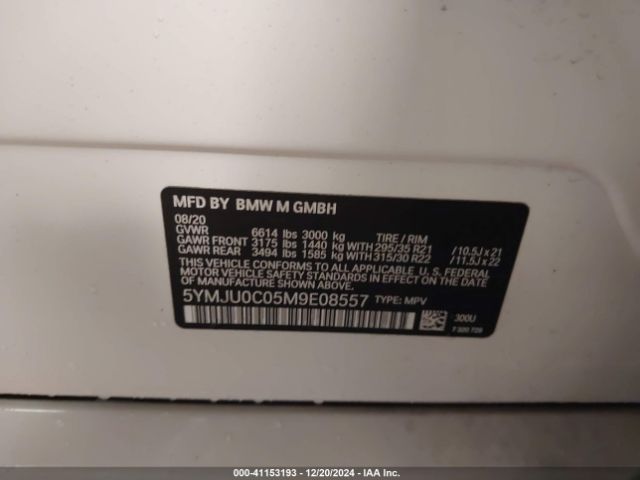 2021 BMW X5 M 5YMJU0C05M9E08557 Photo 8