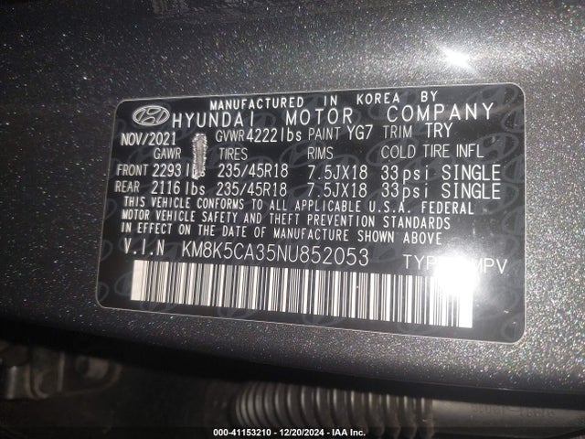 Hyundai Kona Limited 2022 KM8K5CA35NU852053 Image 9