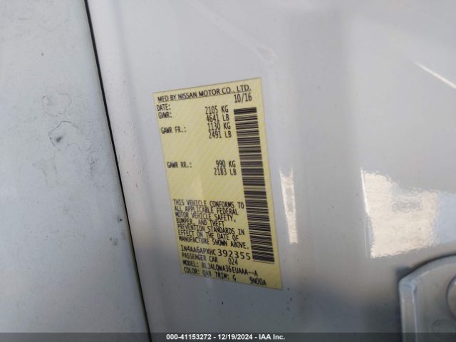 1N4AA6APXHC392355 Nissan Maxima 3.5 S