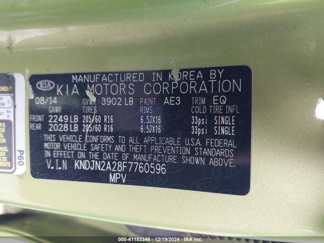 KIA Soul 2015 KNDJN2A28F7760596 Image 9
