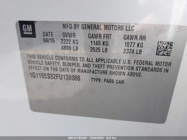 1G1165S32FU138088 Chevrolet IMPALA 2LZ