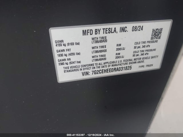 2024 TESLA CYBERTRUCK 7G2CEHEE0RA031825 Photo 8