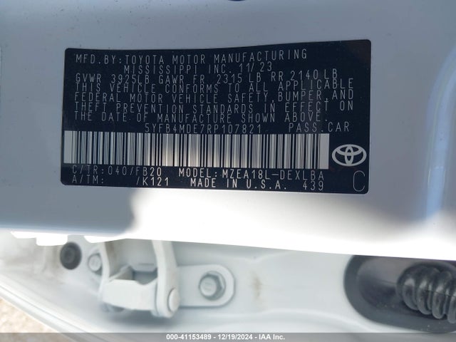 Toyota COROLLA LE 2024 5YFB4MDE7RP107821 Image 9