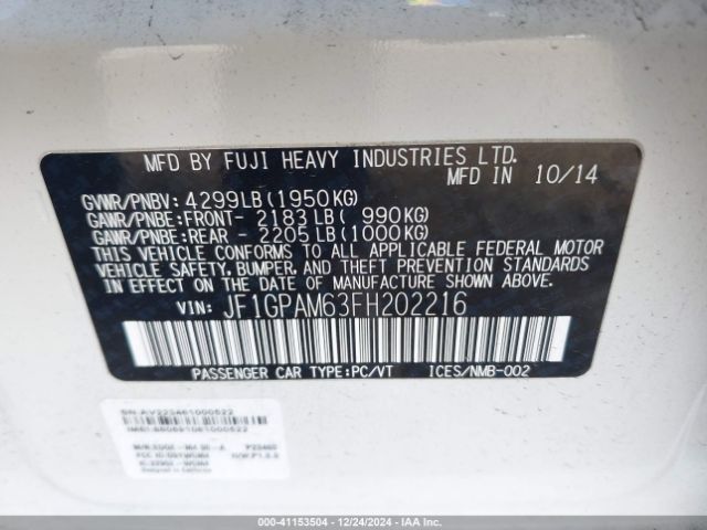 JF1GPAM63FH202216 Subaru Impreza 2.0i Limited