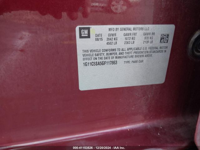 1G11C5SA5GF117863 Chevrolet Malibu Limited Lt