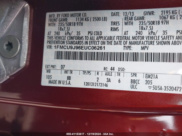 Ford Escape Titanium 2014 1FMCU9J96EUC06261 Image 9