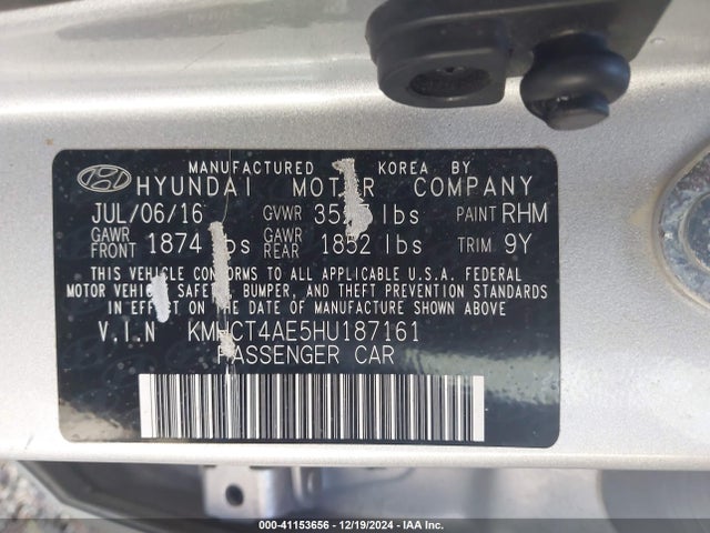 Hyundai ACCENT SE 2017 KMHCT4AE5HU187161 Image 9