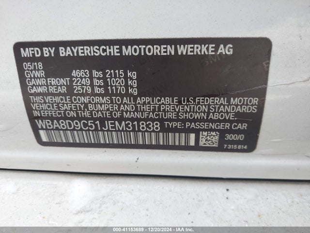 WBA8D9C51JEM31838 BMW 330i Xdrive