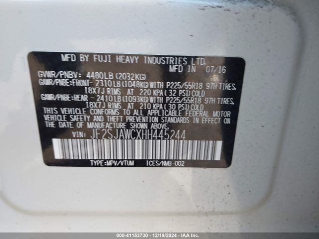 JF2SJAWCXHH445244 Subaru Forester 2.5i Touring