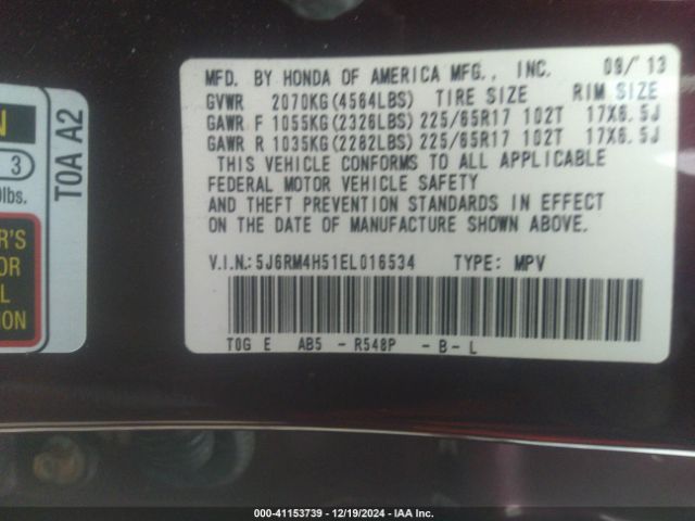 5J6RM4H51EL016534 Honda CR-V EX