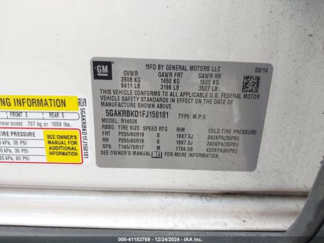 5GAKRBKD1FJ150181 Buick Enclave Leather