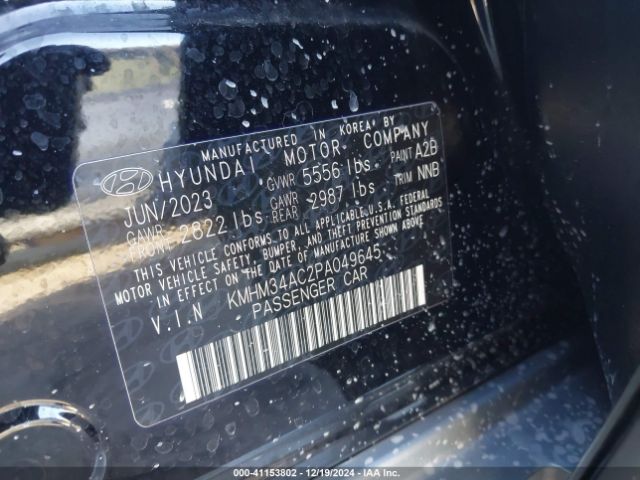 KMHM34AC2PA049645 Hyundai Ioniq 6 Sel