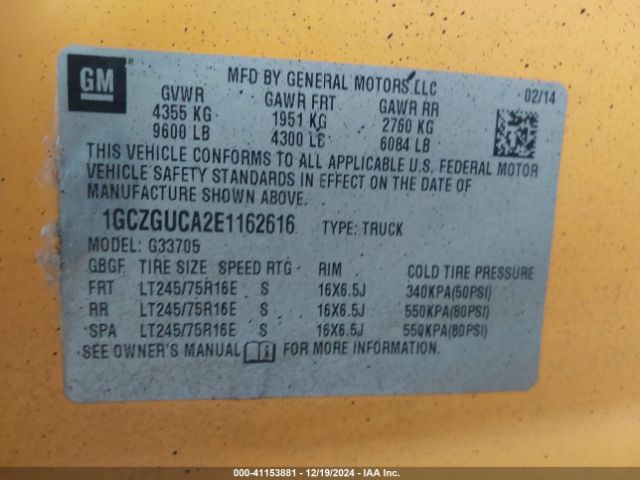 1GCZGUCA2E1162616 Chevrolet Express 3500 Work Van