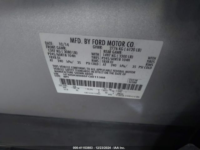 1FM5K8B86FGB11388 Ford Explorer