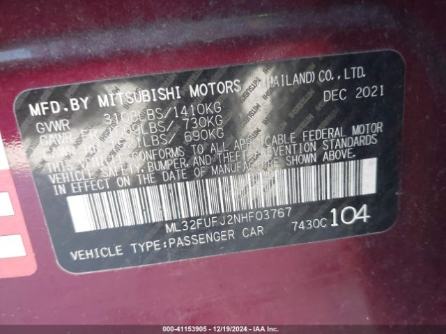 ML32FUFJ2NHF03767 Mitsubishi Mirage G4 Es